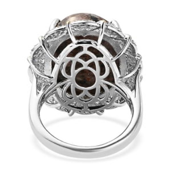 Yooperlite  White Zircon Ring in Vermeil YG & Platinum Over Sterling Silver - Picture 4 of 9